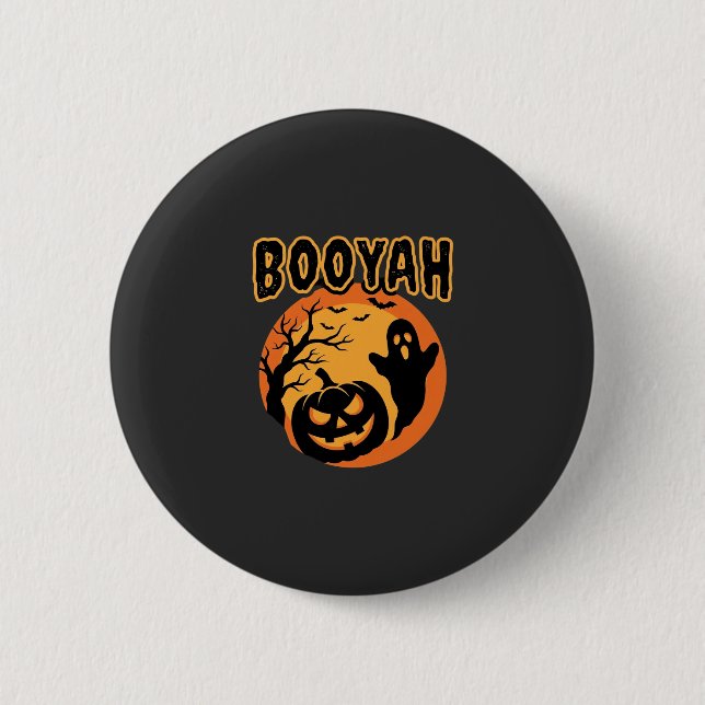 Booyah Halloween Ghost Pumpkin Design 2 Inch Round Button (Front)