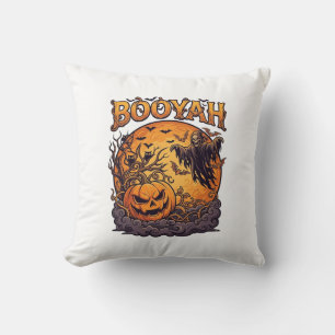 Booyah Halloween Pumpkin Grim Reaper Orange Moon_1 Throw Pillow