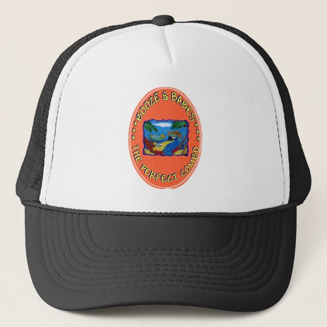 Booze and Babes Trucker Hat (Front)
