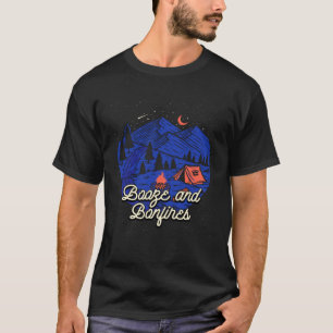 Booze and Bonfires Camping Beer Camper Drinker Hi T-Shirt