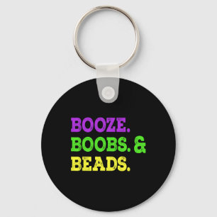 Booze Breast Beads Funny Mardi Gras Carnival Party Keychain