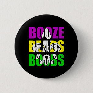 Booze Breast Beads Mardi Gras Women Men Adults 2 Inch Round Button