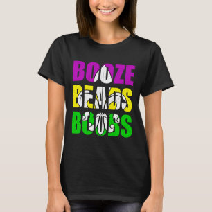 Booze Breast Beads Mardi Gras Women Men Adults T-Shirt