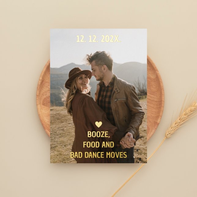 Booze Food and Bad Dance Moves Funny Save The Date (Creator Uploaded)