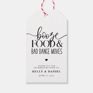 Booze Food and Bad Dance Moves Wedding Invitation Gift Tags
