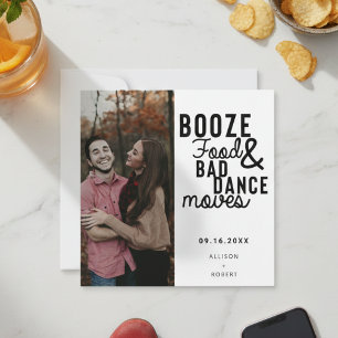 Booze Food & Bad Dance Moves Funny Date Photo Save The Date