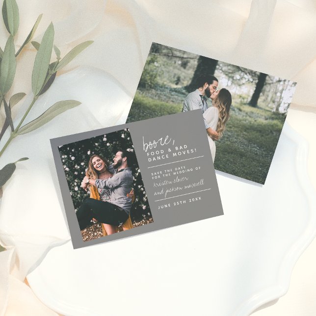 Booze Food & Bad Dance Moves Slate Grey Save The Date (Creator Uploaded)