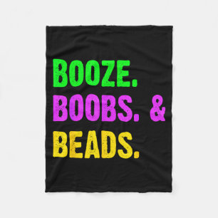 Booze S Beads Funny Mardi Gras New Orleans Festiva Fleece Blanket