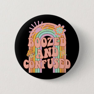 Boozed And Confused Groovy Rainbow Team Bride Bach 2 Inch Round Button