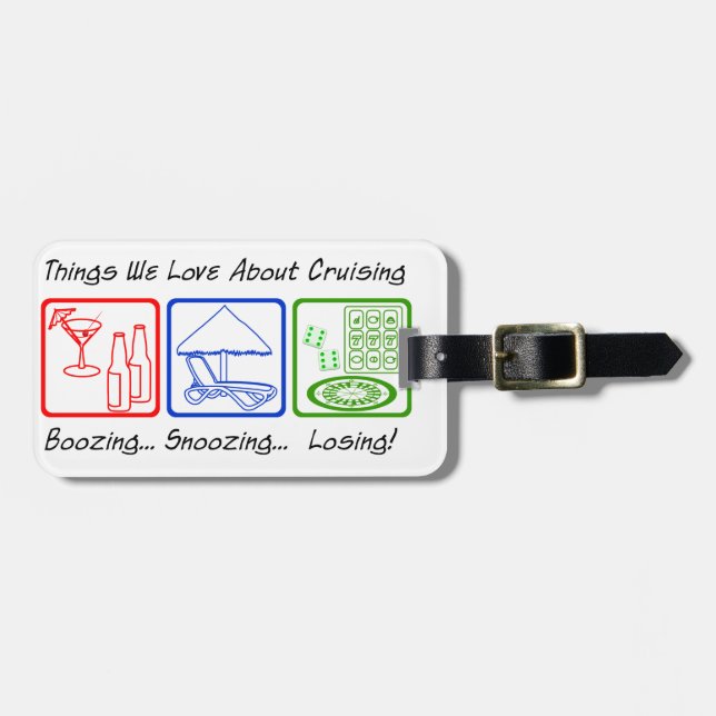 Boozing Snoozing... Luggage Tag (Personalized) (Front Horizontal)