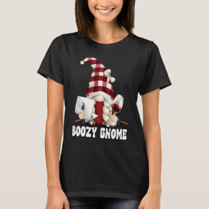 Boozy Gnome Graphic For Women Work And Drinking Wi T-Shirt