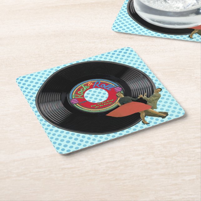 Bop 'Til You Drop Square Paper Coaster (Angled)