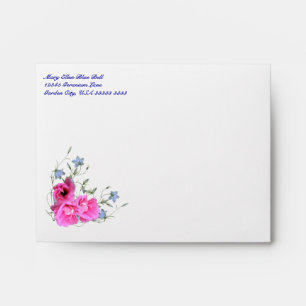 Boquet à fleurs roses A2 Enveloppe stationnaire e