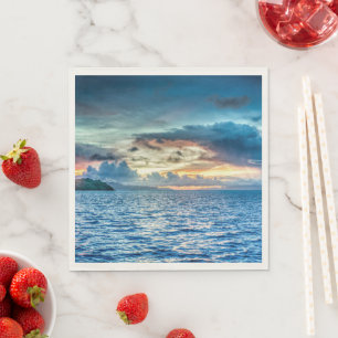 Bora Bora beautiful sunset Napkin