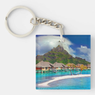 Bora Bora Caribbean Island Keychain