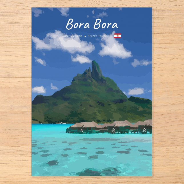Bora Bora, French Polynesia - Beach Resort Acrylic Invitations (Front)
