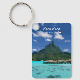 Bora Bora, French Polynesia - Beach Resort Classic Keychain