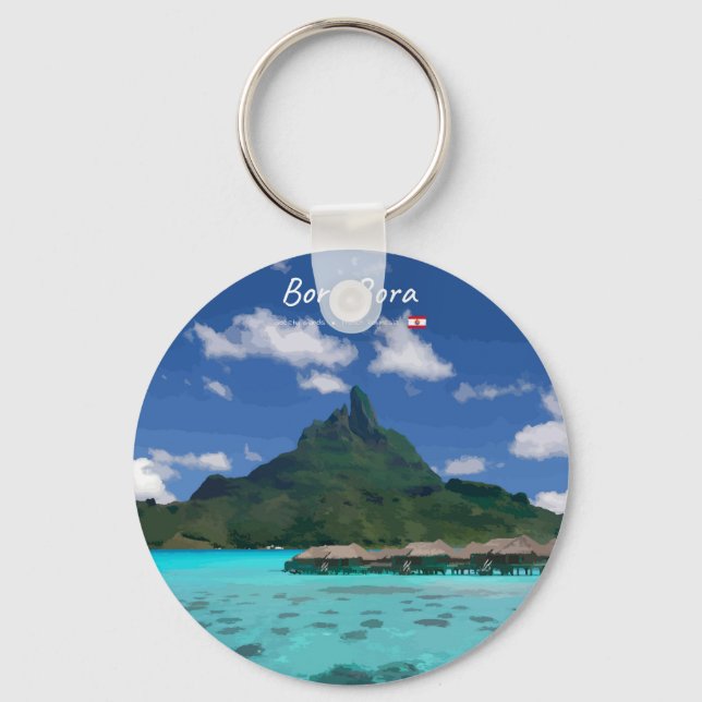 Bora Bora, French Polynesia - Beach Resort Keychain (Front)