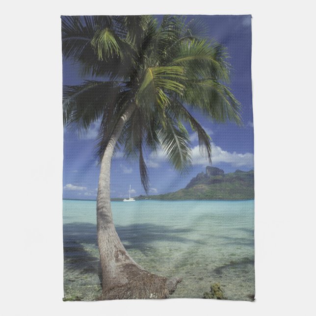 Bora Bora, French Polynesia Mt. Otemanu seen Kitchen Towel (Vertical)