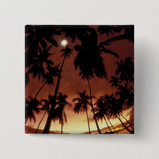 Bora Bora, French Polynesia Sunset shot through 2 Inch Square Button (Front)