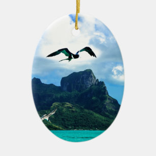 Bora Bora French Polynesia Tropical Bird Sky Ceramic Ornament