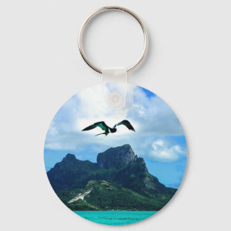 Bora Bora French Polynesia Tropical Bird Sky Keychain