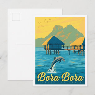 Bora-Bora French Polynesia Vintage Travel Postcard