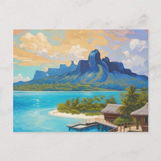 Bora Bora Island French Polynesia Art Holiday Postcard (Front)