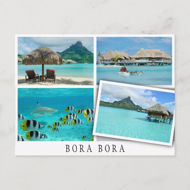 Bora Bora lagoon collage with loose image Postcard (Front)