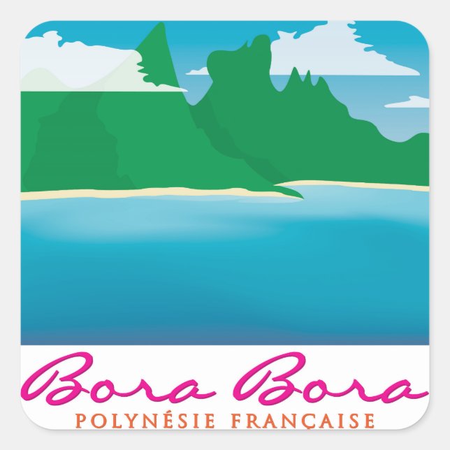 Bora bora landscape square sticker (Front)