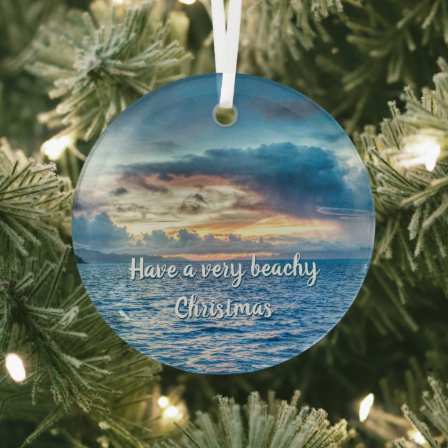 Bora Bora Ocean View Photograph  Glass Ornament (Insitu)