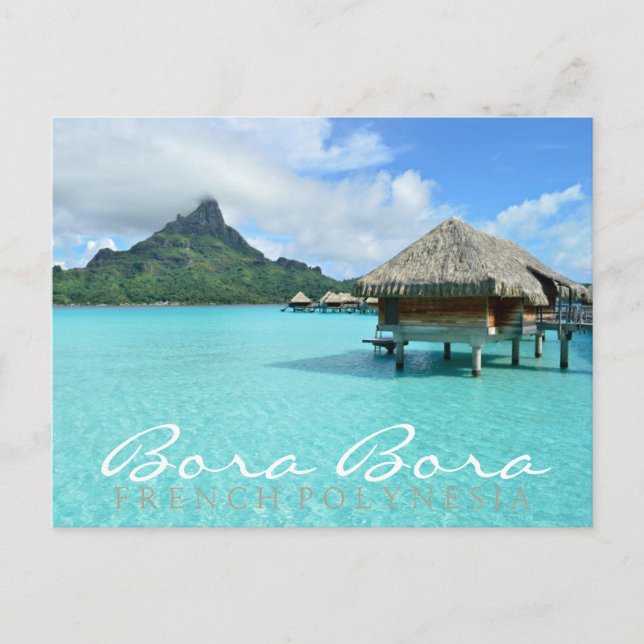 Bora Bora overwater resort double text postcard (Front)