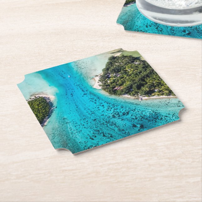 Bora Bora - Pathway To The Ocean Paper Coaster (Angled)