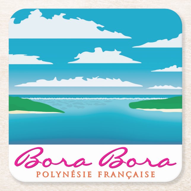 Bora Bora reef Square Paper Coaster (Front)