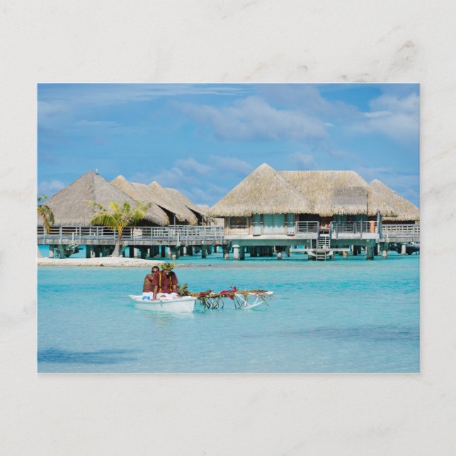 Bora Bora style breakfast service in canoe Postcard (Front)