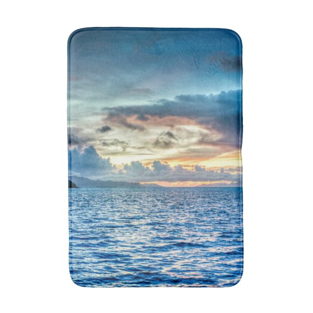 Bora Bora Sunset, scenic photograph, Bath Mat (Front Vertical)