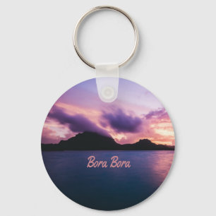 Bora Bora Suset Island Beach Keychain