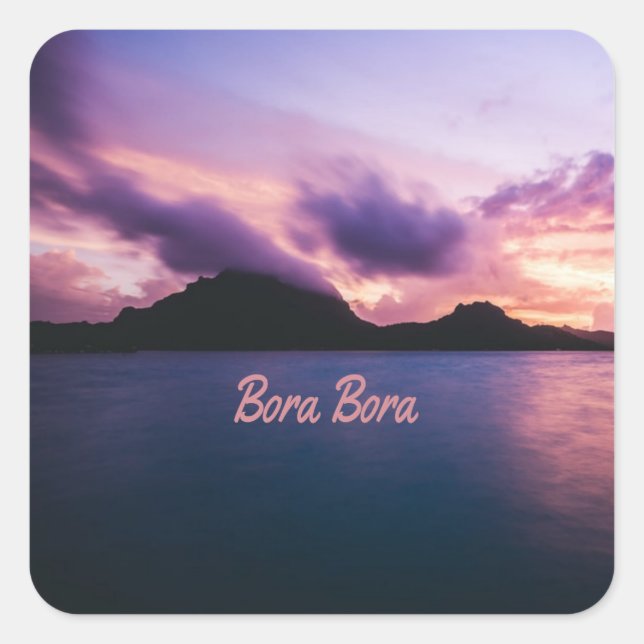 Bora Bora Suset Island Beach Square Sticker (Front)
