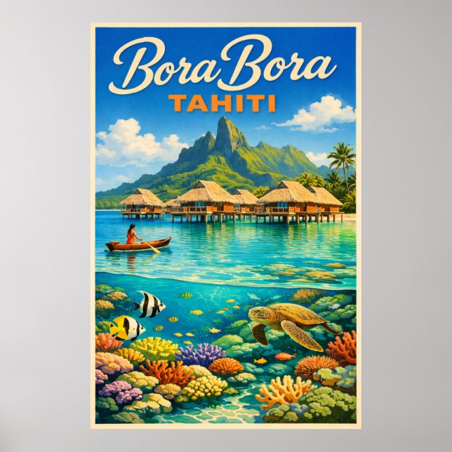 Bora Bora Tahiti - Vintage Travel Poster (Front)