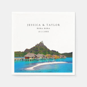 Bora Bora Wedding Custom Photo Cocktail Napkins
