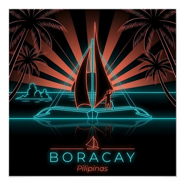 Boracay Paraw Sailboat-Sunset-Philippines Poster (Front)