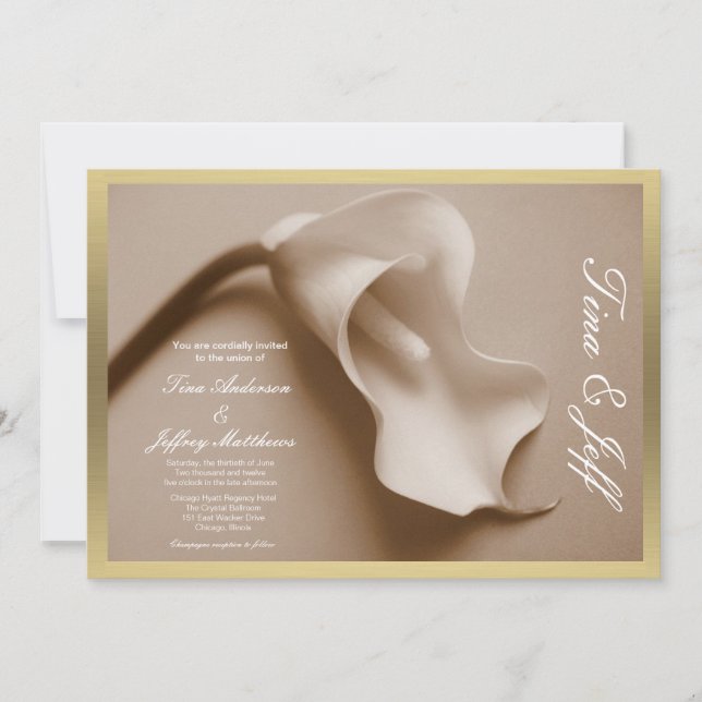bord de la faire-part de mariage de la sepia calla (Devant)