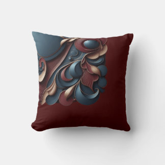 Bordeaux and Blue Aesthetic Art Throw Pillow