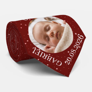 Bordeaux Baby Photo Name Year Dad Keepsake Tie