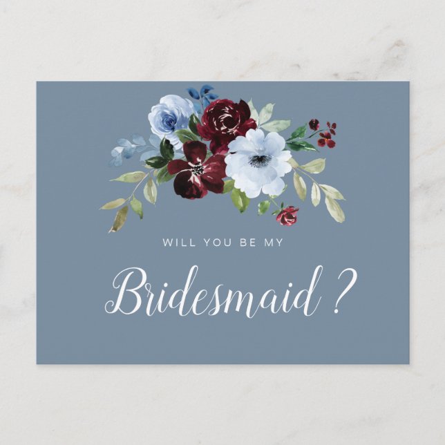 bordeaux bleu poussiéreux serez-vous ma carte de d (Devant)
