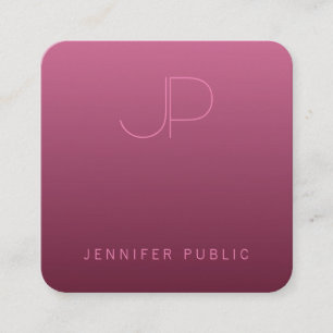 Bordeaux Colour Template Modern Monogram Elegant Square Business Card