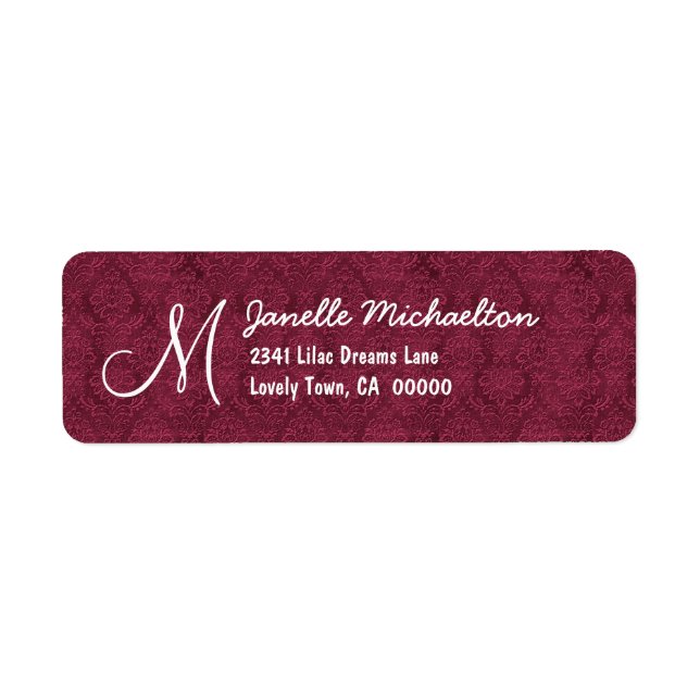 Bordeaux Damask Monogram M or Any Initial M009 (Front)
