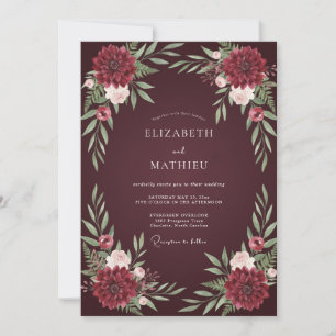 Bordeaux Dramatic Autumnal Wedding Invitation