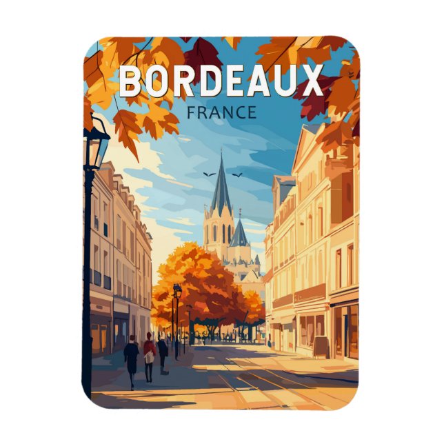 Bordeaux France Vineyard Travel Art Vintage Magnet (Vertical)