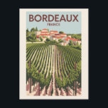 Bordeaux France Vineyard Travel Art Vintage Postcard<br><div class="desc">Bordeaux retro vector travel design. Bordeaux,  hub of the famed wine-growing region,  is a port city on the Garonne River in southwestern France.</div>